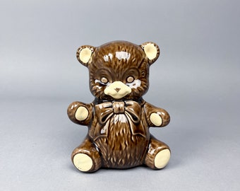 Ceramic Teddy Bear | Vintage 60's Brown Anthropomorphic Bear Figurine | Kid's Room Decor