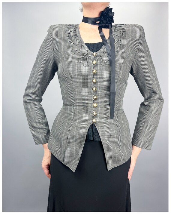 Vintage Tailored Blazer | 90's Grey Tweed Fitted … - image 4