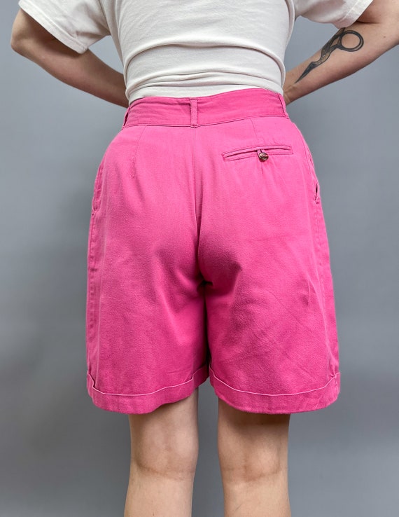 Pink Pleated Shorts | Vintage 80's High Rise Hot … - image 6