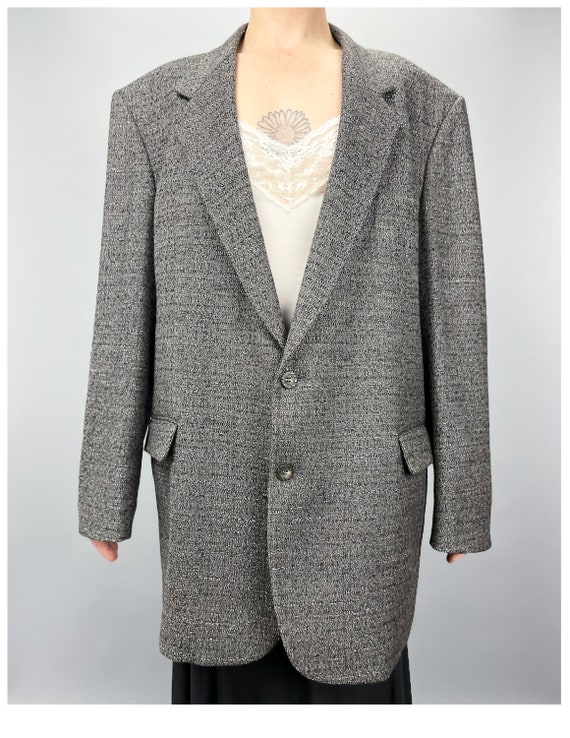 80's Men's Blazer | Vintage Salt & Pepper Oversiz… - image 3