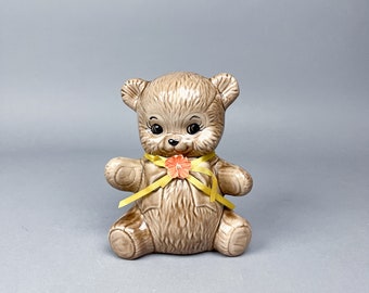 Ceramic Teddy Bear | Vintage 60's Beige Anthropomorphic Bear Figurine | Kid's Room Decor