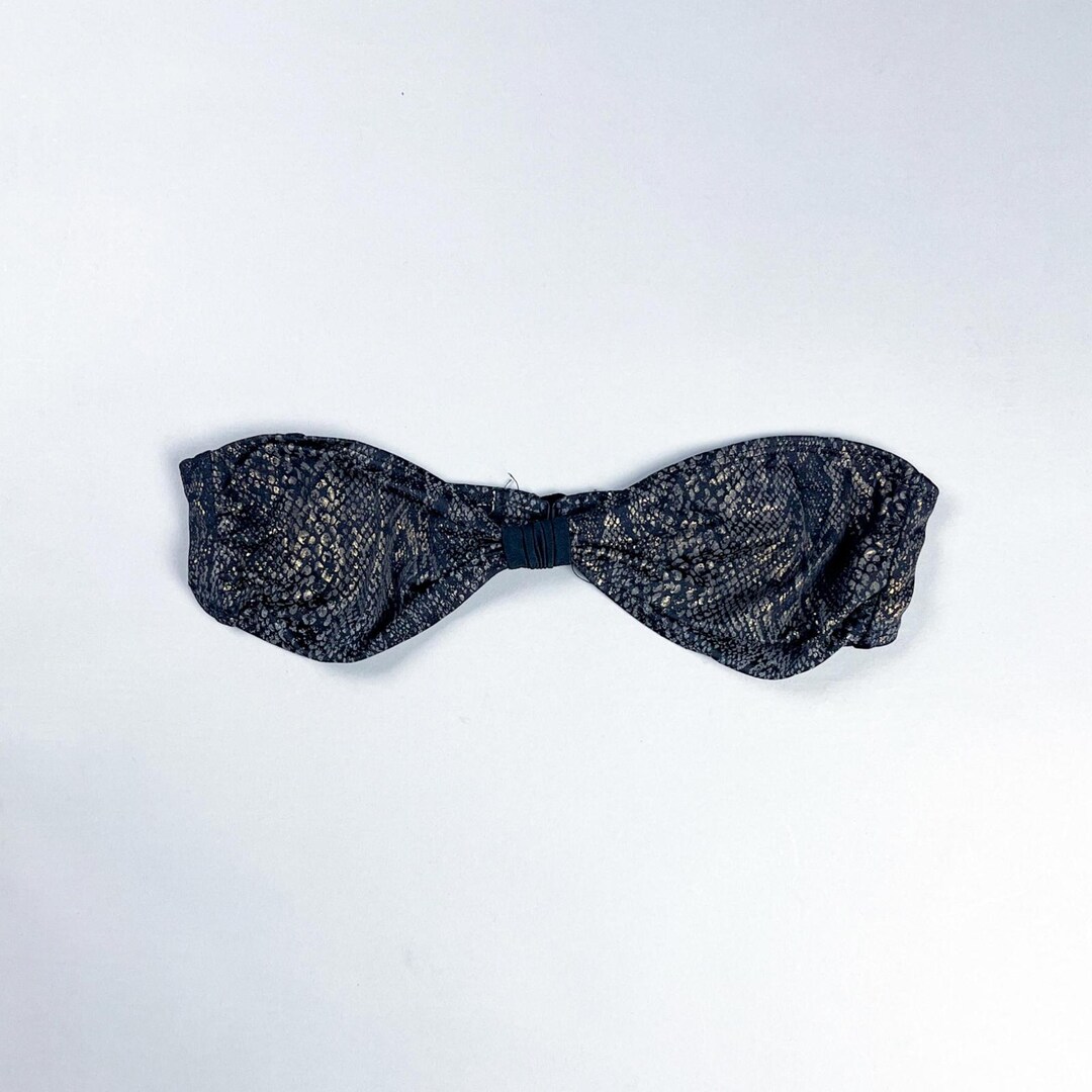 classic snakes crisscross bra-style bikini top Images... Vintage Women's Black Snake Print Bikini Bandeau Top - Etsy