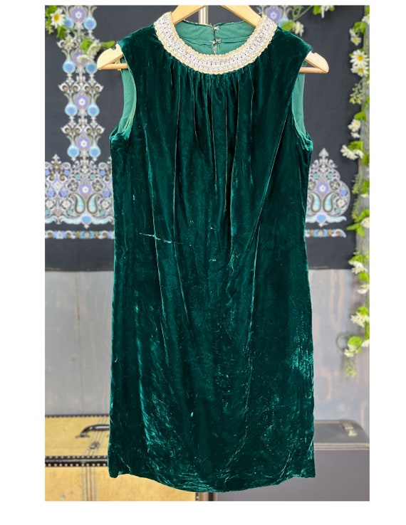 Velvet Mini Dress | Vintage 60's Semi Formal Emer… - image 7
