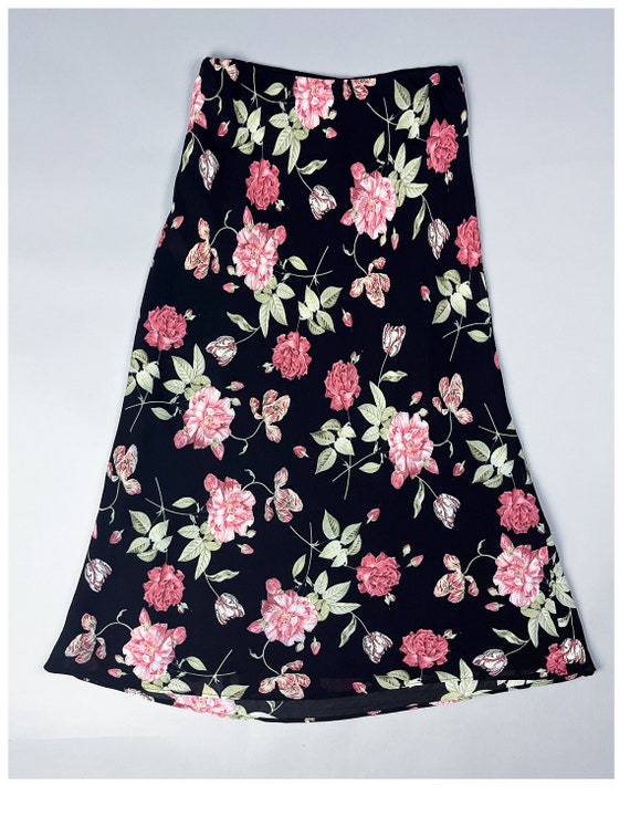 Floral Slip Skirt | Vintage 90's Rose Patterned F… - image 3