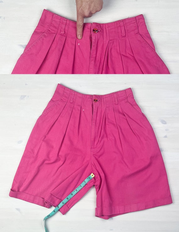 Pink Pleated Shorts | Vintage 80's High Rise Hot … - image 10