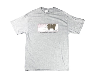 Vintage Graphic T-Shirt | 90's Funny Joke Comic Graphic Grey T-Shirt, Elephant Lovers Romance | Size Large