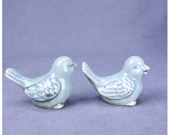 Blue Birds Figurines Pair | 40's Ceramic Vintage Knick Knacks