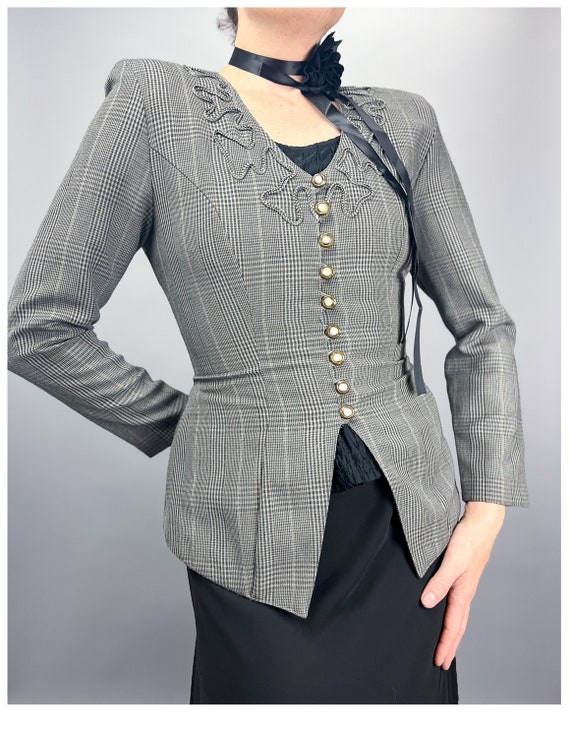 Vintage Tailored Blazer | 90's Grey Tweed Fitted … - image 5