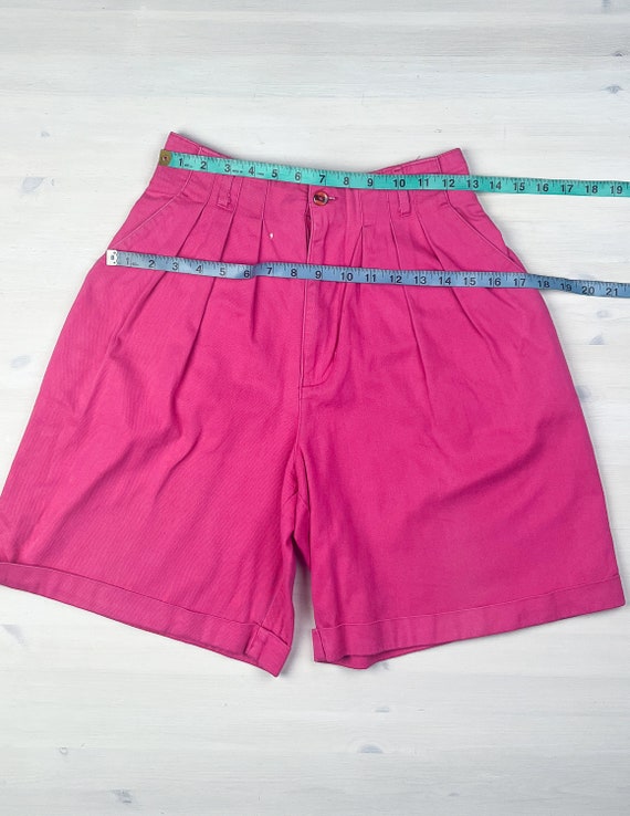 Pink Pleated Shorts | Vintage 80's High Rise Hot … - image 7