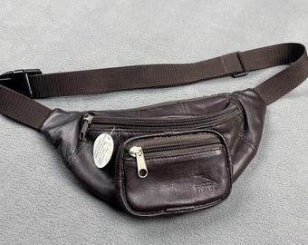 Vintage Brown Leather Patchwork Fanny Pack, Deadstock