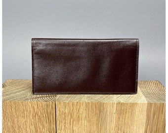 Porte-billets rabattable pour hommes | Portefeuille multi-poches en cuir marron foncé vintage des années 80 avec poche secrète cachée | Renwick