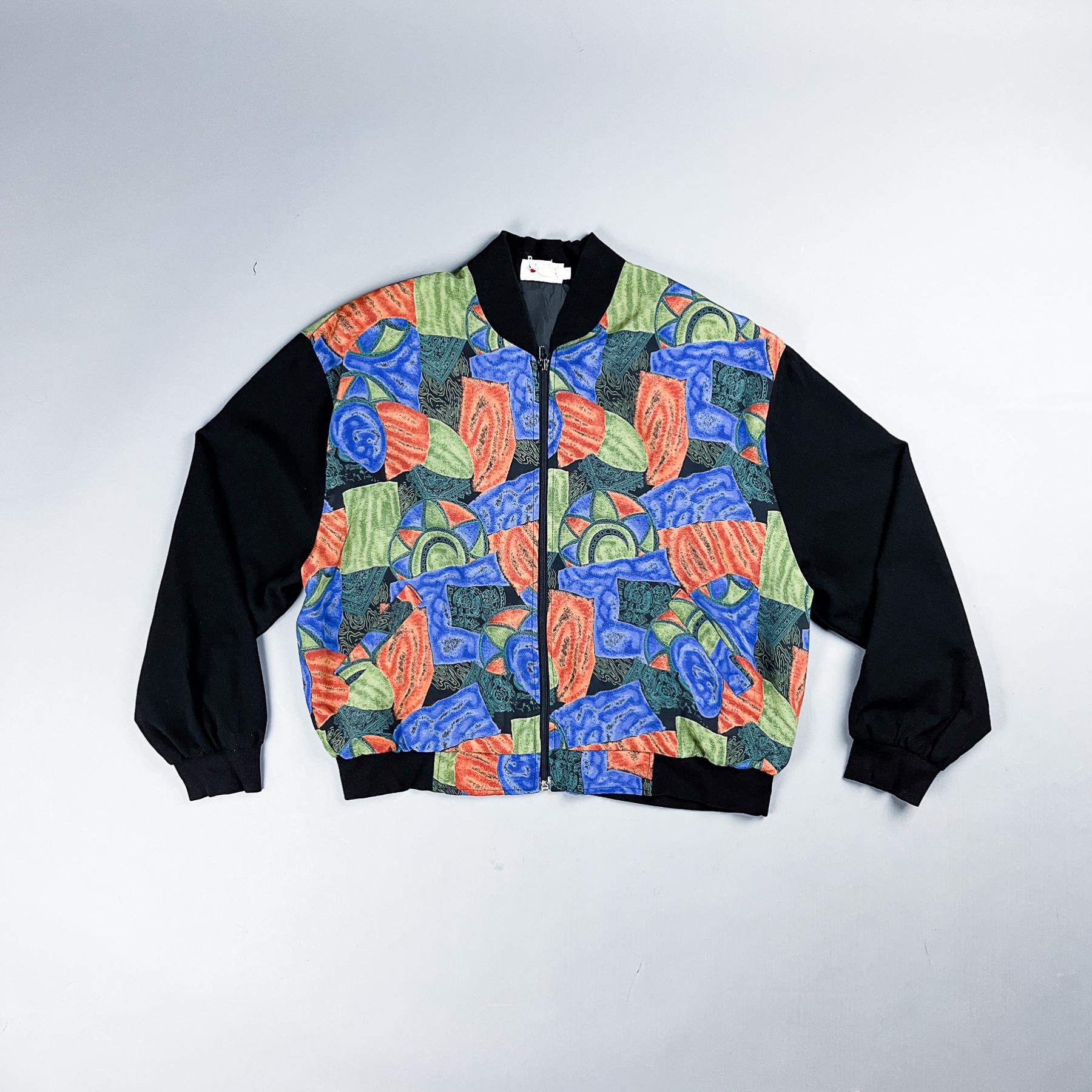 ジャケット・アウター 90s silk rave bomber jacket blouson UnisexBomber Jacket Silk 90s Vintage Pocket XXL Unisex