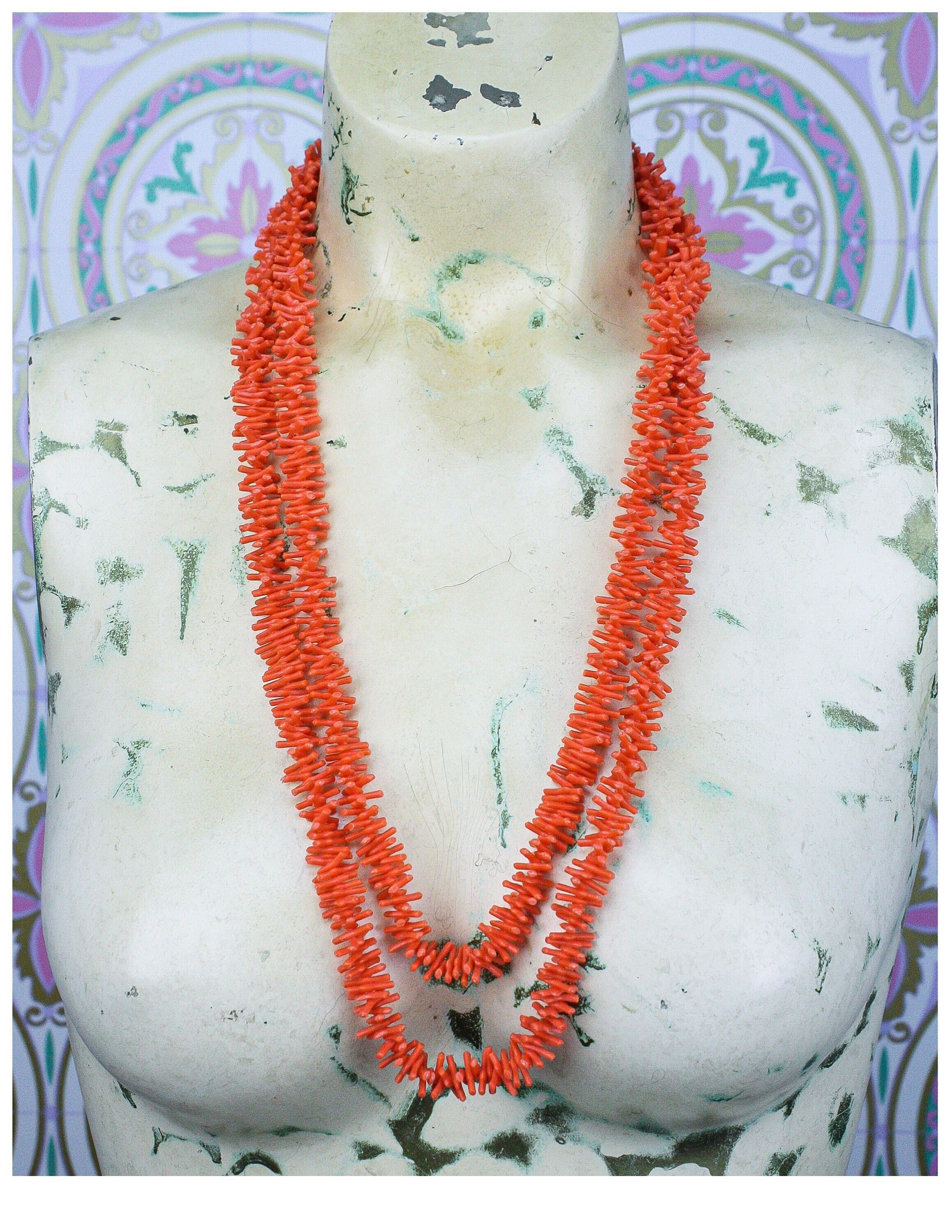 Roseberys London | A coral necklace, composed of five rows of varying