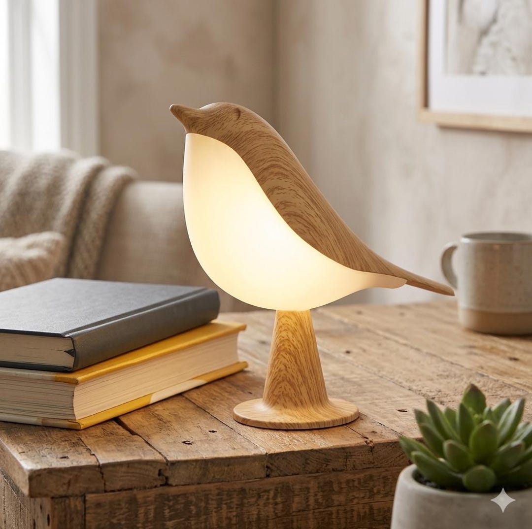 IFTHFOUR Bird Cordless Table Lamp – Small Rechargeable Bedside Night Light With 3 Color Temps, Touch Sensor, Detachable Bird Design & Aroma Tray