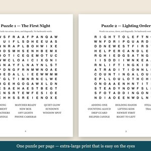 Hanukkah Word Search Large Print | 20 Chanukah Puzzles + 4 Bonus Jewish Printables | High Holidays, Sukkot, Shabbat | 5 Files image 2