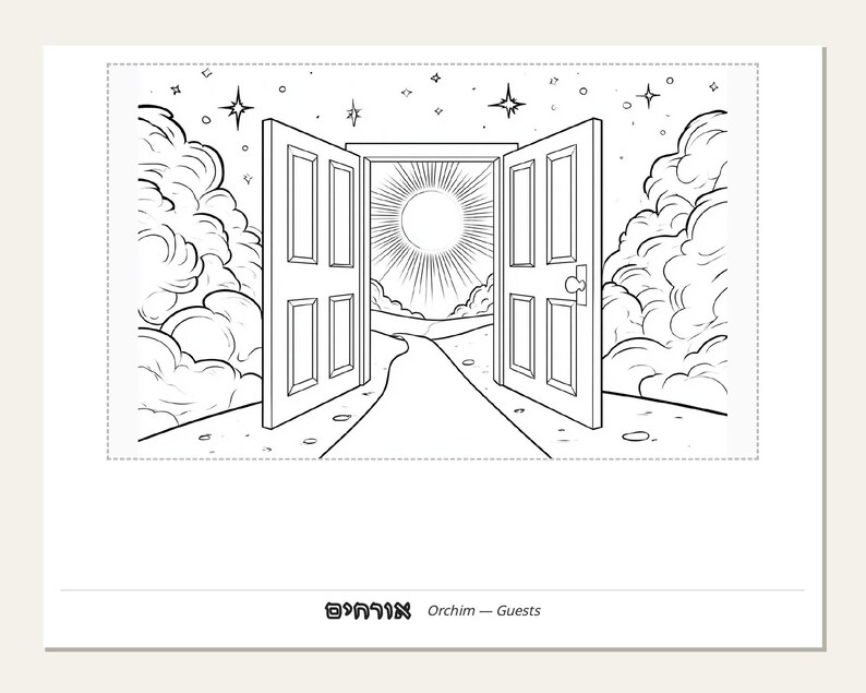 Shabbat Placemat Coloring + 4 Bonus Jewish Printables | Challah Cover, Candles, Havdalah, Rosh Hashanah, Sukkot | 72 Pages image 4