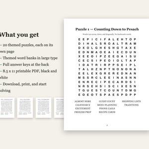 Passover Word Search Large Print + 4 Bonus Jewish Printables | 20 Pesach Puzzles, High Holidays, Sukkot, Shabbat | 5 Files image 4