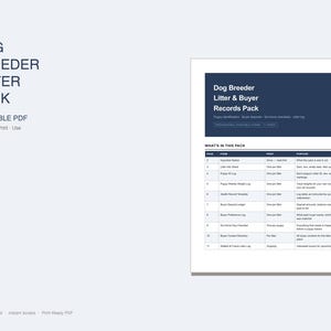 Dog Breeder Litter Records Pack | Puppy ID Log, Buyer Deposits, Go-Home Checklist, Waitlist