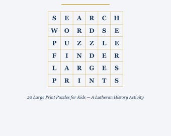 Mots mêlés sur la Réforme - 20 puzzles à imprimer pour enfants, activité sur l'histoire luthérienne, téléchargement instantané