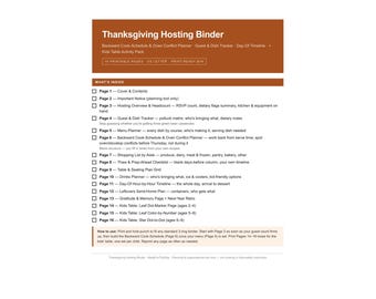 Classeur pour recevoir à l'occasion de Thanksgiving + Kit d'activités pour enfants + 4 agendas bonus | À imprimer, avec marqueurs à points