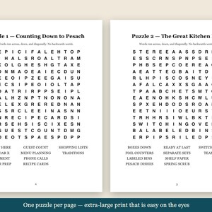 Passover Word Search Large Print + 4 Bonus Jewish Printables | 20 Pesach Puzzles, High Holidays, Sukkot, Shabbat | 5 Files image 2