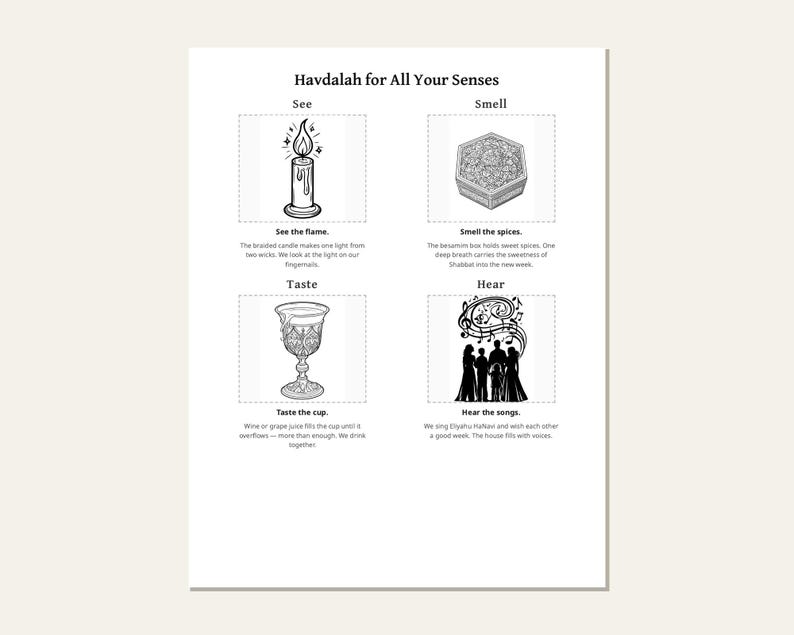 Havdalah Coloring Set + 4 Bonus Jewish Printables | End of Shabbat, Rosh Hashanah, Sukkot, Challah Cover | 5 Files, 70 Pages image 4