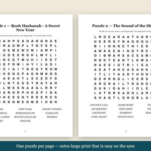 Rosh Hashanah Word Search Large Print | 72 Jewish Puzzles + 3 Bonus Coloring Books | High Holidays, Sukkot, Shabbat | 5 Files image 2