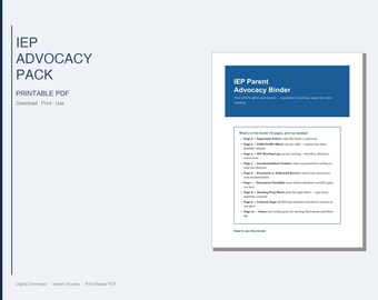 IEP Parent Advocacy Binder Printable PDF | Meeting Log Accommodation Tracker