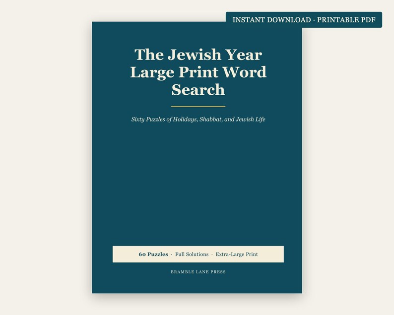 Rosh Hashanah Word Search Large Print | 72 Jewish Puzzles + 3 Bonus Coloring Books | High Holidays, Sukkot, Shabbat | 5 Files image 1
