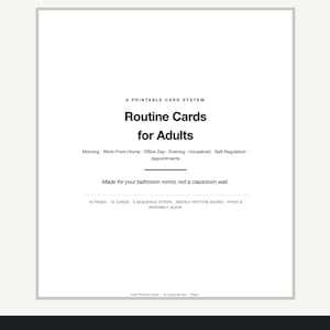 Adult Visual Routine Cards Printable | Daily Schedule Cards for Adults | Executive Function Morning Evening Sequence PDF