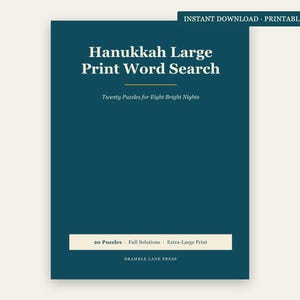 Hanukkah Word Search Large Print | 20 Chanukah Puzzles + 4 Bonus Jewish Printables | High Holidays, Sukkot, Shabbat | 5 Files image 1