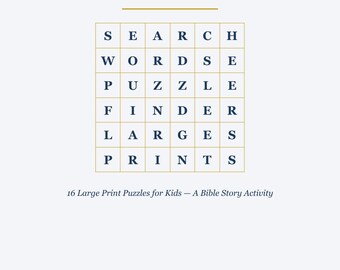Mots mêlés sur Moïse et la mer Rouge — 16 puzzles à imprimer pour enfants | Activité biblique | Téléchargement instantané
