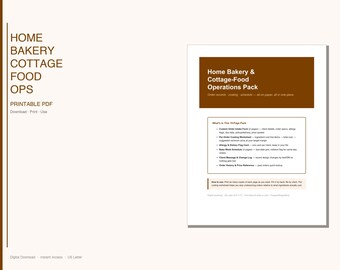 Home Bakery Planner Printable PDF | Custom Order Intake Costing Allergy Tracker