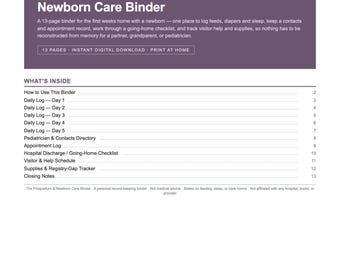 Carnet à imprimer pour nouvelle maman | Agenda post-partum et soins du nouveau-né, journal d'alimentation, de couches et de sommeil de bébé, PDF à remplir
