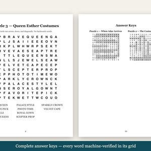 Mots mêlés de Pourim (gros caractères) + 4 imprimables juifs bonus | 20 puzzles de la Meguila, Fêtes solennelles, Souccot, Shabbat | 5 fichiers image 3