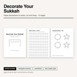 Sukkah Decorations Printable Craft + 4 Bonus Jewish Kids Printables | Paper Chains, Lanterns, Sukkot Activity for Kids image 1