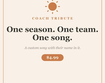 Coach Gift Song | Custom End of Season Tribute From Team | Personalized Coach MP3