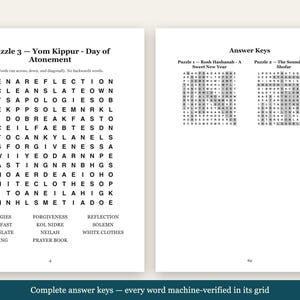 Rosh Hashanah Word Search Large Print | 72 Jewish Puzzles + 3 Bonus Coloring Books | High Holidays, Sukkot, Shabbat | 5 Files image 3