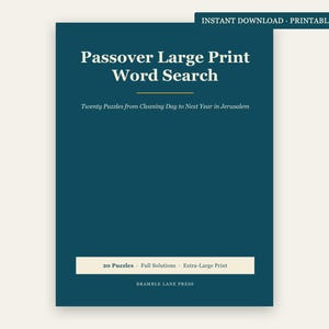 Passover Word Search Large Print + 4 Bonus Jewish Printables | 20 Pesach Puzzles, High Holidays, Sukkot, Shabbat | 5 Files image 1