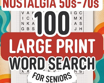 高齢者向け大判文字ワードサーチパズル – 懐かしの1950～1970年代（印刷可能なPDF）