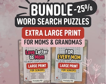 Woordzoekbundel Moederdag: 200 grootletterpuzzels voor moeders en oma's, pdf-download