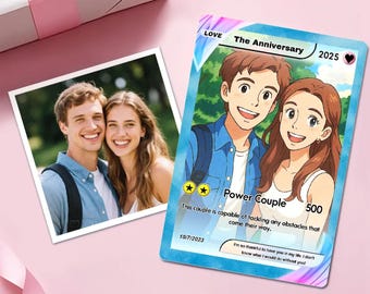Benutzerdefinierte Jubiläums-Poke-Karte mit Foto, personalisiertes Paar-Sammelkartengeschenk, romantisches Hochzeitsgeschenk, personalisierte Porträtkarte,