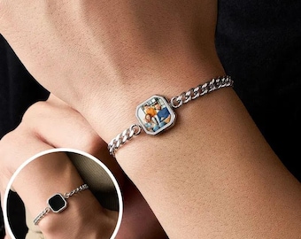 Personalized Temperature Sensitive Photo Bracelet for Men| Custom Magic Photo Bracelet| Color Changing Memory Bracelet| Personalized Gift