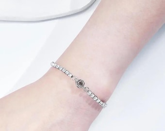 Custom Photo Projection Bracelet for Women| Fashionable Crystal Bracelet with Hidden Picture| Personalized Memory Jewelry|Sparkling Bracelet