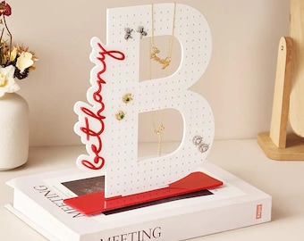 Personalisierte Name Acryl Ohrring Halter, benutzerdefinierte Schmuck Display Organizer Stand, personalisierte Geschenk für Brautjungfer, Geburtstagsgeschenk für sie