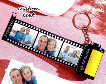 Custom Text Film Roll Keychain | Personalized Message Photo Keychain |Anniversary Gift for Couples |Romantic Keepsake |Custom Memory Keyring