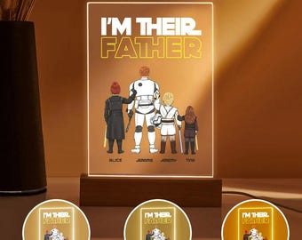 Personalized Dad Night Light with Kids Names| Custom LED Acrylic Lamp for Father’s Day | Personalized Gift for Dad| Hero Inspired Desk Light
