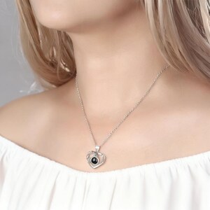 Custom Photo Projection Heart Necklace | Personalized Hidden Picture Pendant | Elegant Memory Locket Gift for Her | Rose Gold/Silver Jewelry
