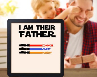 Personalized “I Am Their Father” Wooden Sign| Custom Name Light Sword Sign| LED Desk Decor Gift for Dad| Father’s Day Personalized Gift