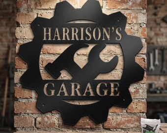 Personalized Garage Metal Sign for Dad, Custom LED Metal Signage, Fathers Day Gift, Custom Workshop Plaque Man Cave Workshop Name Sign,